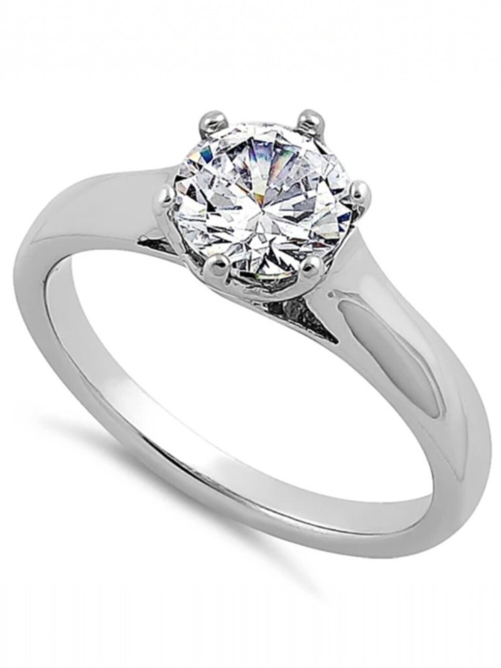Women's Simple Solitaire Ring Cubic Zirconia 925 Sterling Silver High Polished - Picture 16 of 16